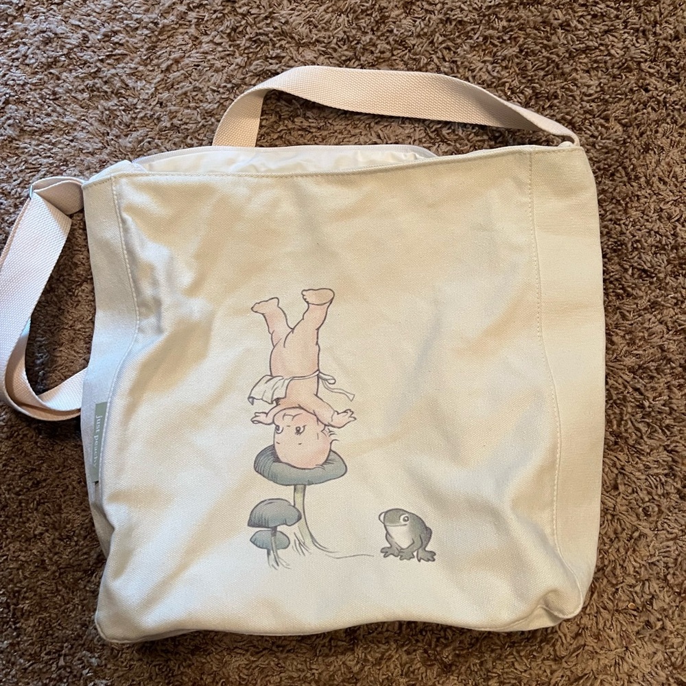Cream Canvas Tote Bag with Cute Print